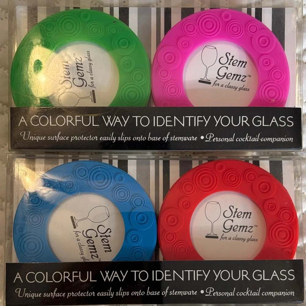 Stem Gemz Colorful Glass Identifiers Coasters 2 Packs of 2 (4 Total)